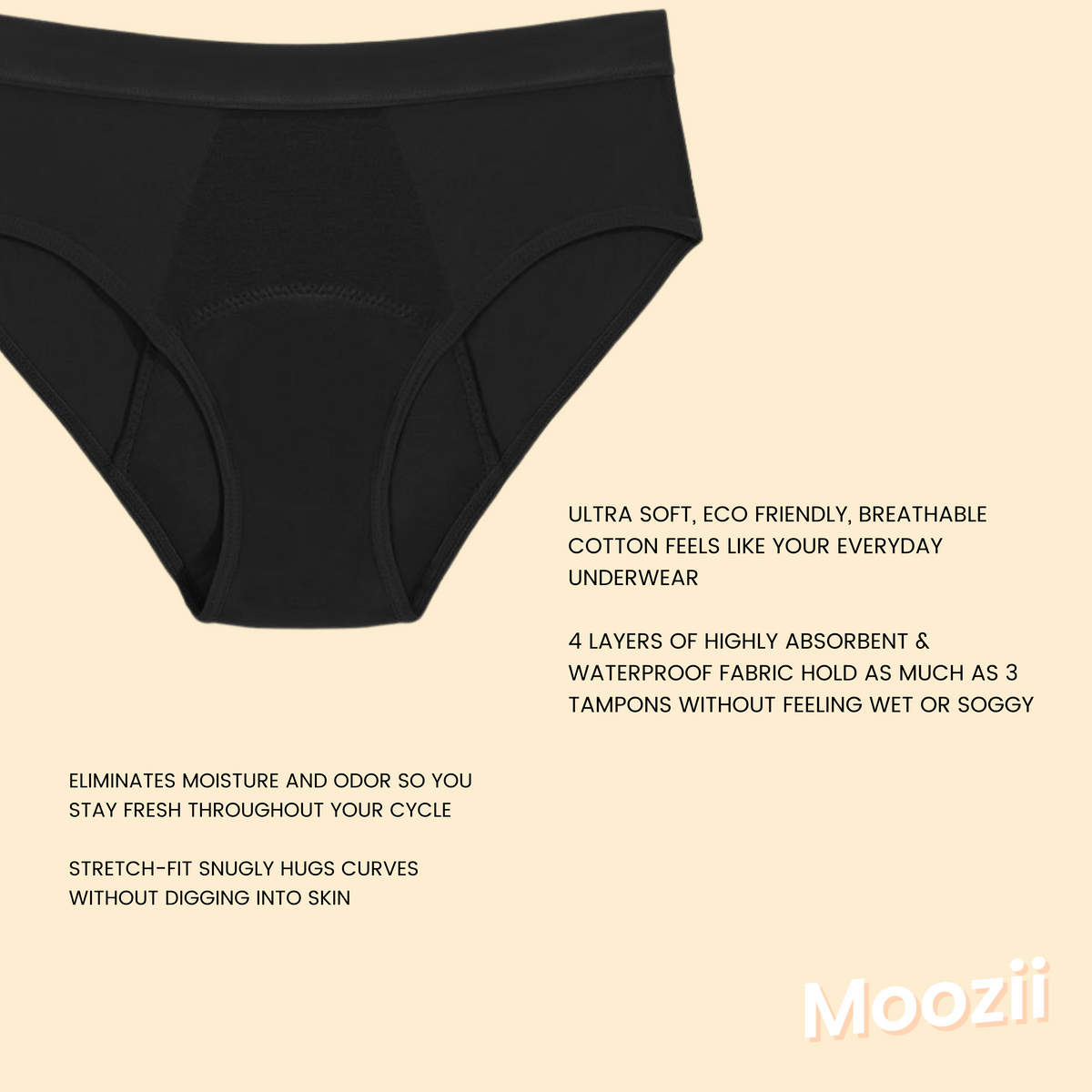 MOOZII MID RISE REUSABLE PERIOD UNDERWEAR